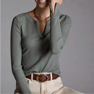 Anthropologie Maeve Split-Neck Top S